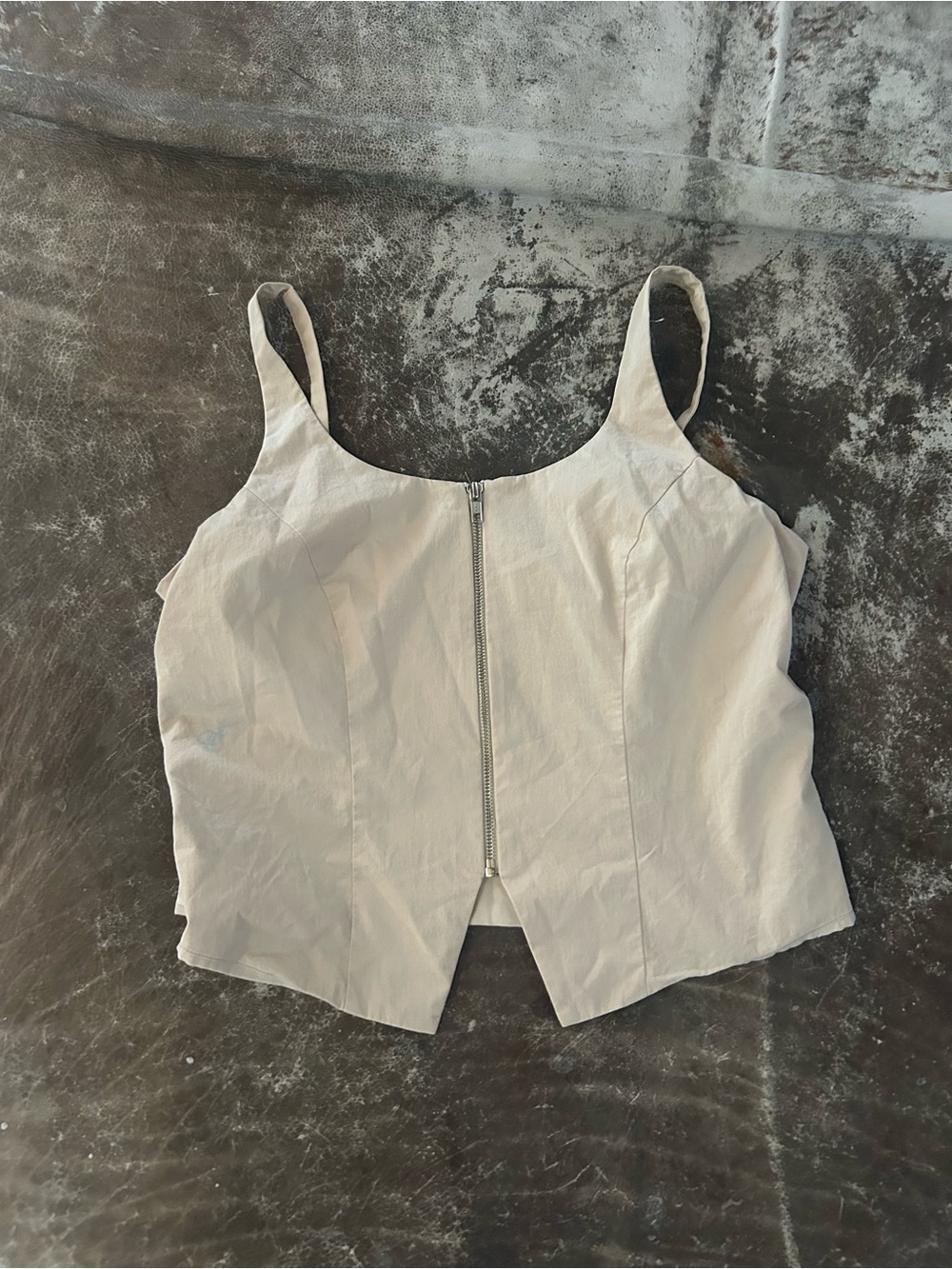 Abercrombie & Fitch Cream Zip-Front Camisole